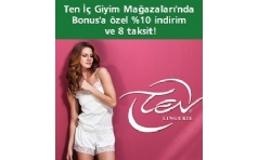 Ten  Giyim Maazalar'nda Bonus'a zel %20 indirim ve 8 taksit!