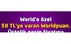 Hzlal.com'da World'e zel 50 TL'ye Varan WorldPuan ve 9 Taksit Frsat