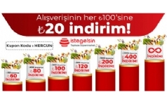 stegelsin'den Her 100 TL'ye 20 TL ndirim