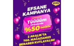 Gratis 700. Maazasn Net %50 ndirimle Kutluyor