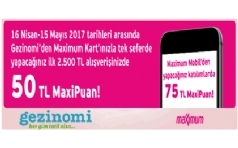 Gezinomi'de Maximum'lulara 75 TL MaxiPuan Hediye!