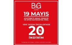 B&G Store'da 19 Mays'a zel %20 ndirim