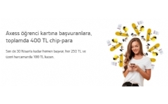 Axess renci Karta Bavuranlara 400 TL Chip-para Hediye