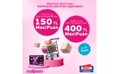 Maximum ile Bizimtoptan.com.tr'de Harcamalarnza 400 TL MaxiPuan Hediye