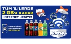 Pepsi, Yedign ve Fruko'larda 2 GB'a Kadar nternet Hediye