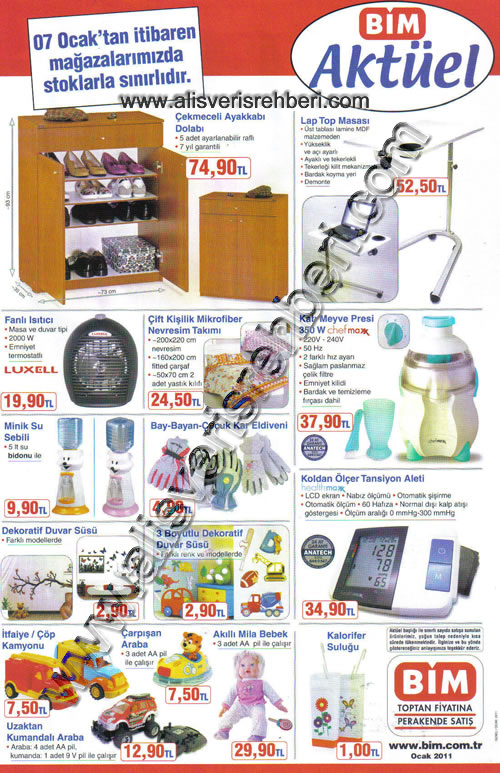 Bim 7 Ocak 2011 Aktüel Ürünler - İndirimler