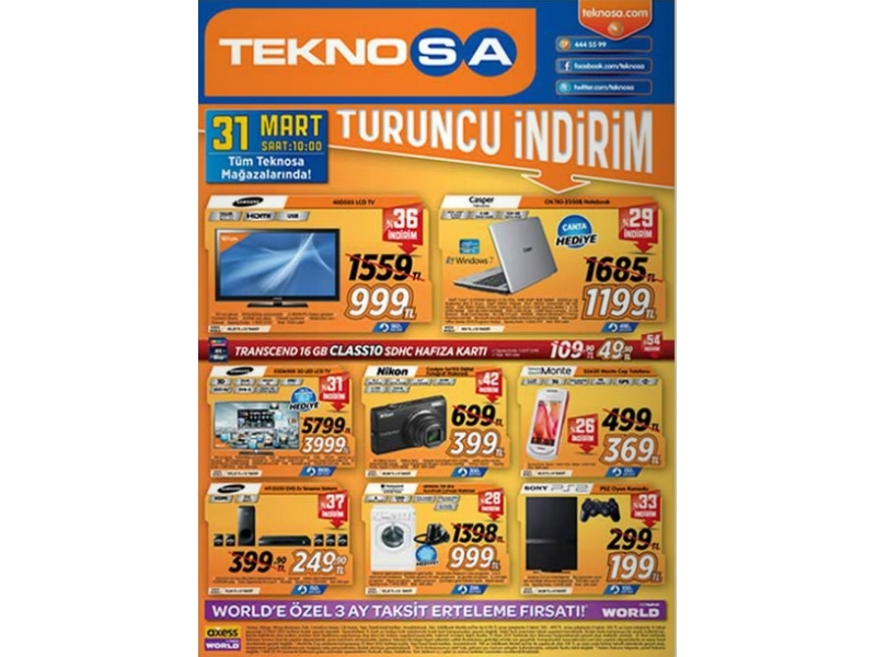 Teknosa 31 Mart 2012 Turuncu ndirim Kampanyas