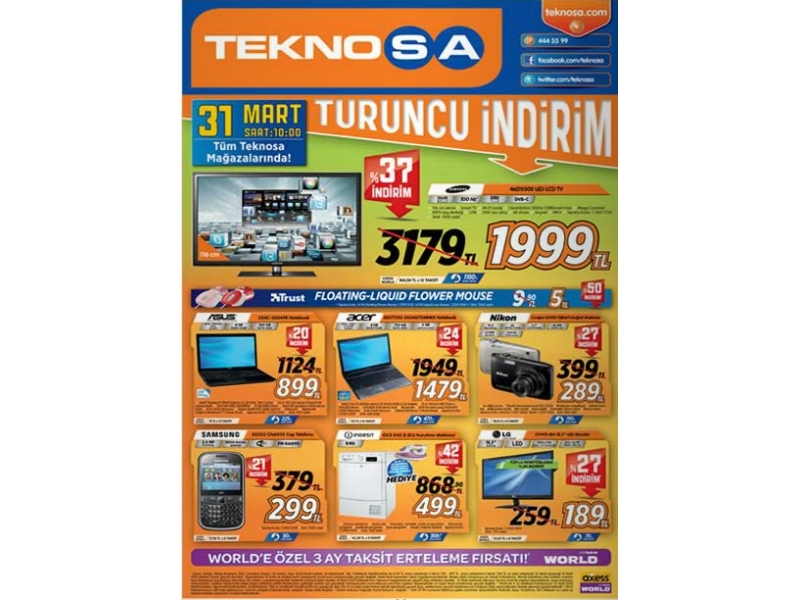 Teknosa 31 Mart 2012 Turuncu ndirim Kampanyas