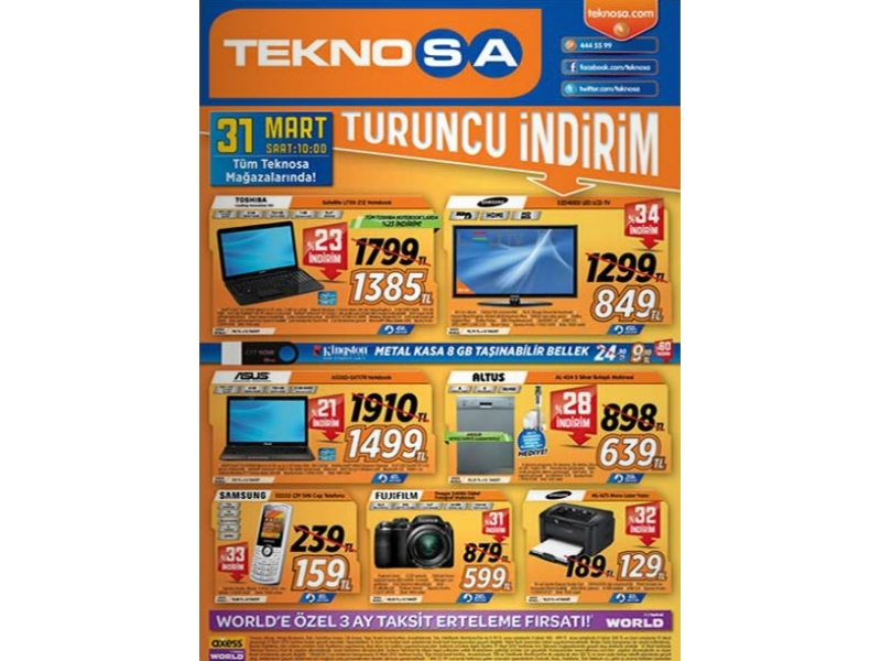 Teknosa 31 Mart 2012 Turuncu ndirim Kampanyas