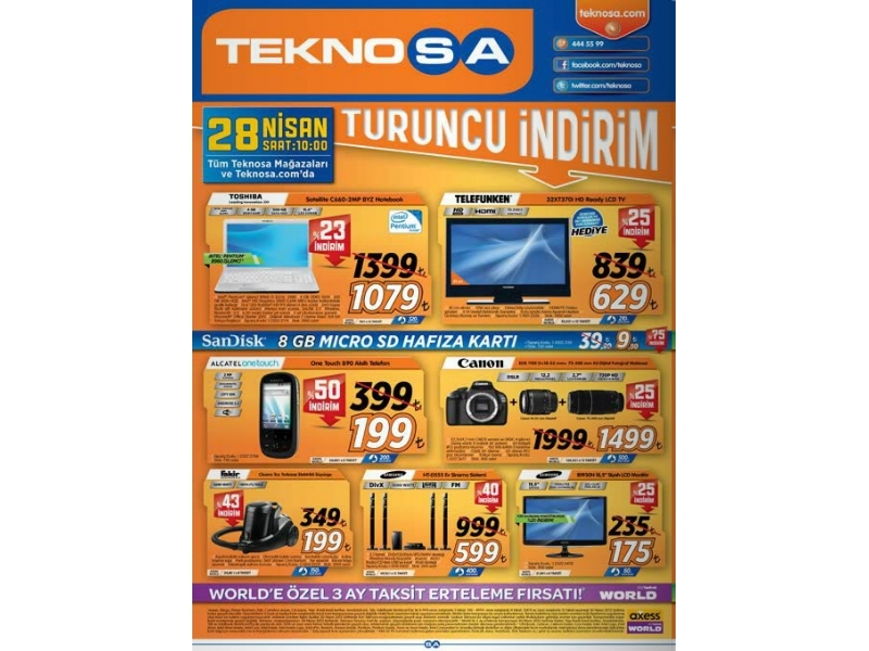 Teknosa 28 Nisan Turuncu ndirim - 1
