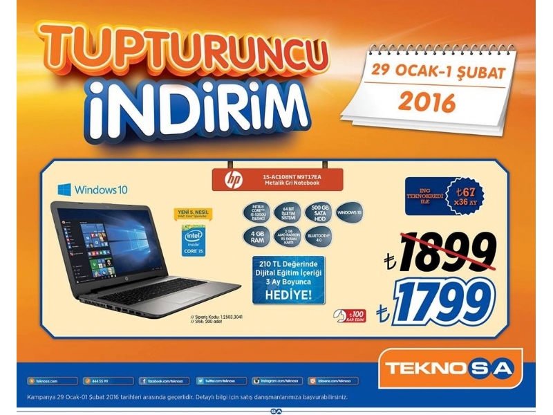 Teknosa 29 Ocak Turuncu ndirim - 10