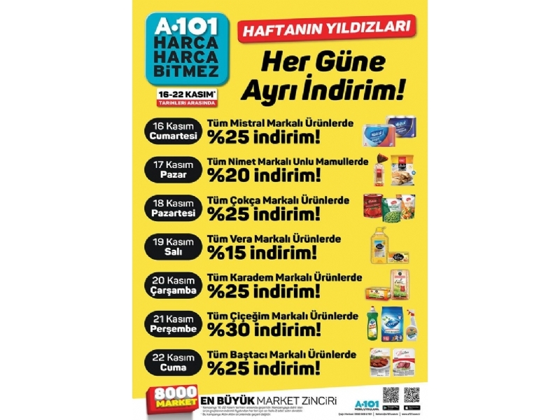 A101 16 - 22 Kasm Her Gne Ayr ndirim