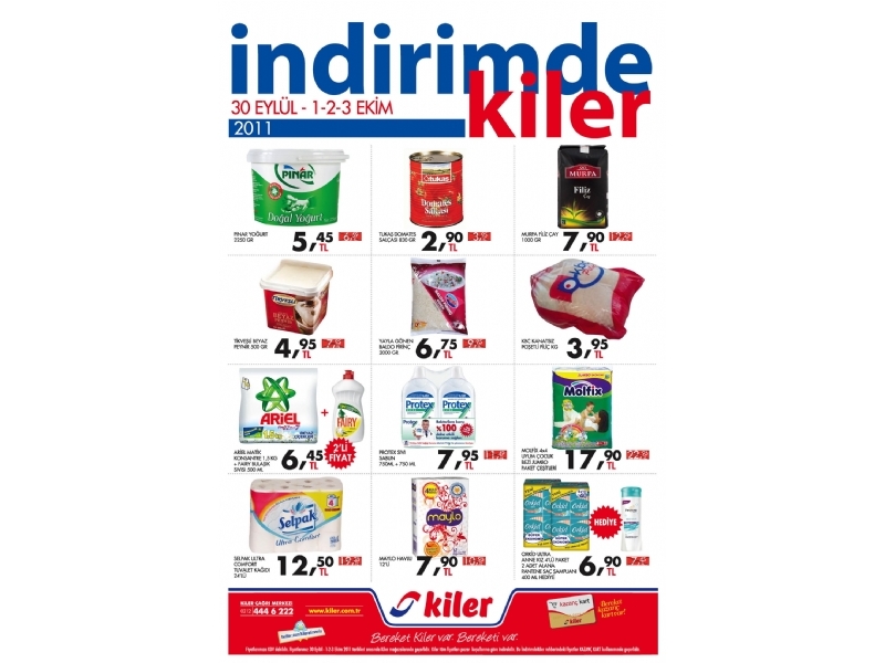 Kiler 30 Eyll - 3 Ekim 2011 HaftaSonu ndirimleri