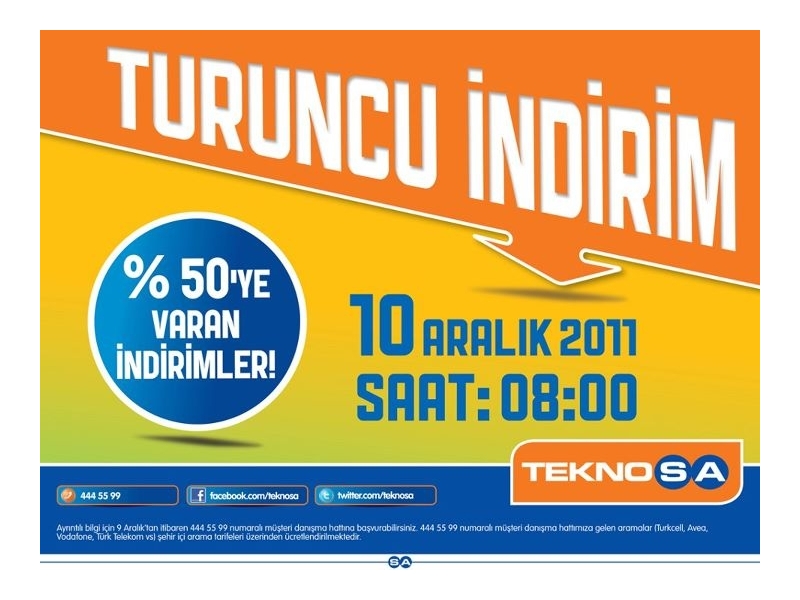 Teknosa 10 Aralk 2011 Turuncu ndirim Kampanyas