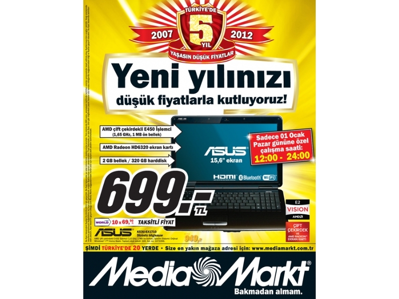 Media Markt  1 - 4 Ocak 2012 Yln lk ndirimleri