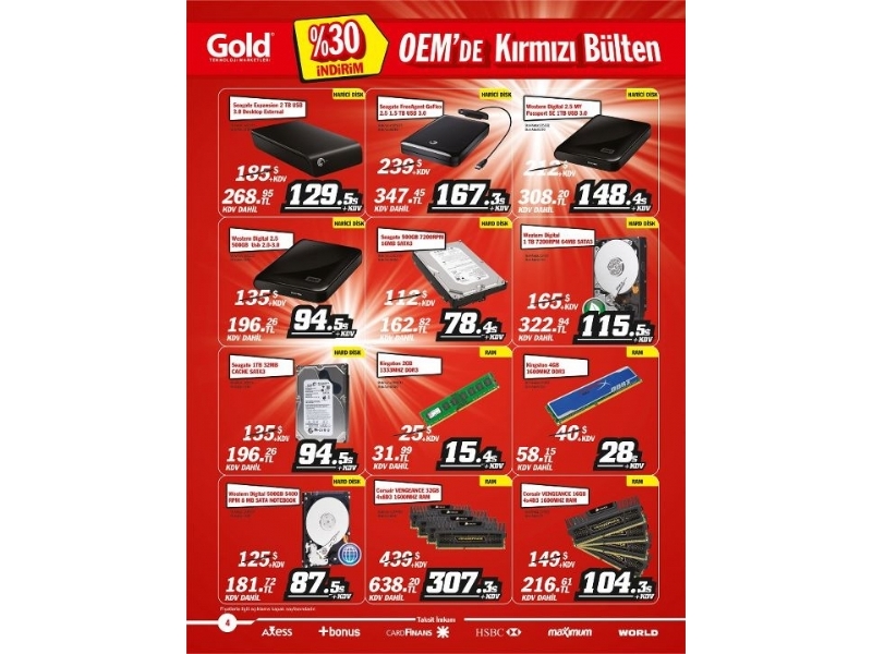 Gold 9 - 11 Mart Krmz Blten ndirim Kampanyas