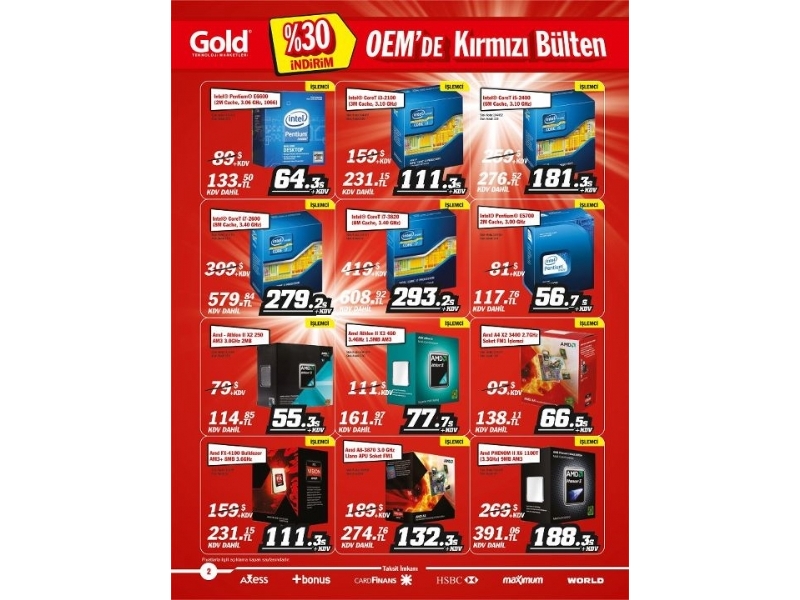 Gold 9 - 11 Mart Krmz Blten ndirim Kampanyas