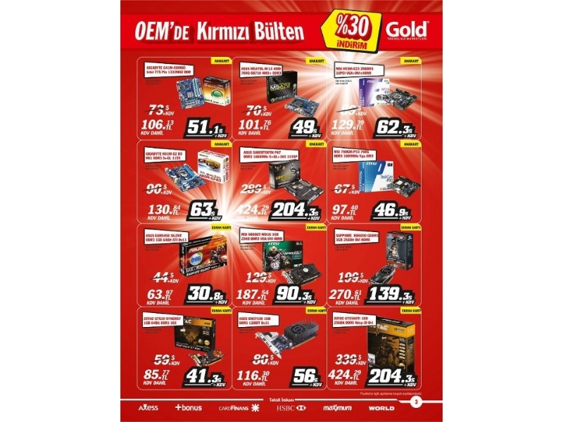 Gold 9 - 11 Mart Krmz Blten ndirim Kampanyas