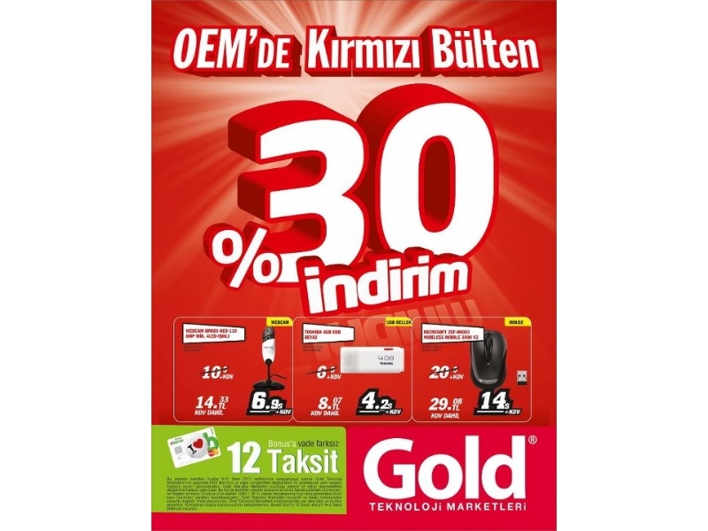 Gold 9 - 11 Mart Krmz Blten ndirim Kampanyas