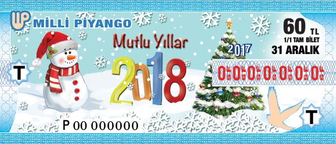 31 Aralk 2017 Pazar tarihli 2018 Ylba zel ekilii Milli Pyango Bileti