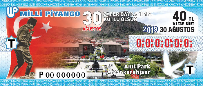 30 Austos 2019 Cuma tarihli 30 Austos Zafer Bayram Milli Pyango Bileti