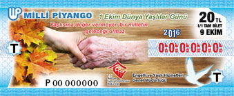 9 Ekim 2016 Pazar tarihli 9 Ekim 2016 Milli Pyango Bileti