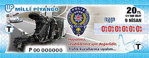 9 Nisan 2016 Cumartesi tarihli 9 Nisan 2016 Milli Pyango Bileti