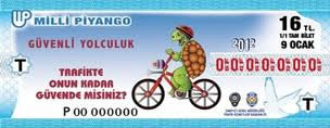 9 Ocak 2012 Pazartesi tarihli Gvenli Yolculuk Milli Pyango Bileti