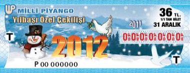 31 Aral�k 2011 Cumartesi tarihli Milli Piyango 2012 Y�lba�� �zel �ekili�i Milli P�yango Bileti