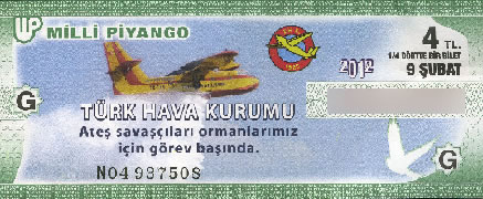 9 �ubat 2012 Per�embe tarihli T�rk Hava Kurumu Milli P�yango Bileti