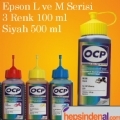 Epson L ve M Serisi Uyumlu 3 Renk 100 ml Siyah 500 ml Ocp Mürekkep (Ücretsiz Kargo)