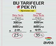 Avea Pekiyi Tarifeler